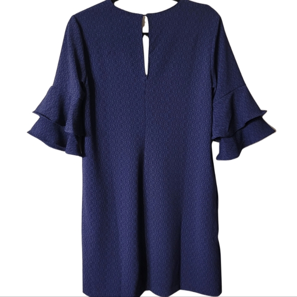 Lush Navy Woven Dress Ruffle Sleeves Size Small - Picture 5 of 7